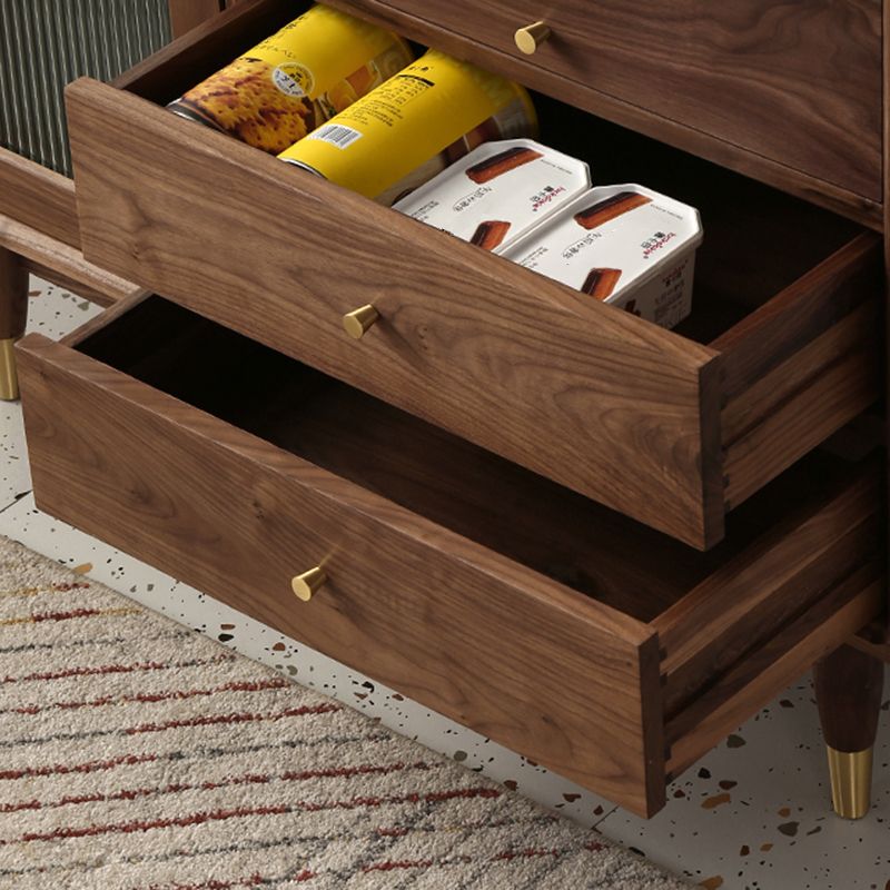 Portes en verre en bois massif modernes armoire à buffet avec armoires et tiroirs