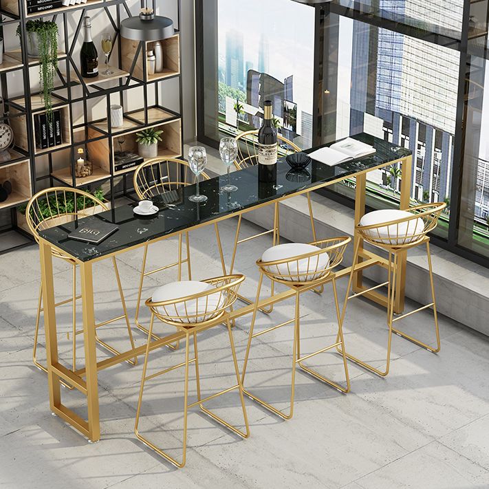 Steen rechthoek bar eettafel eigentijdse balktafel met schroefbasis in goud