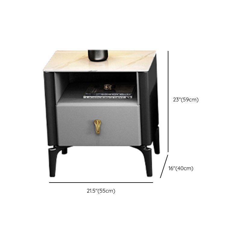 Contemporary Cocktail Table White 4 Legs Stone Top Coffee Table