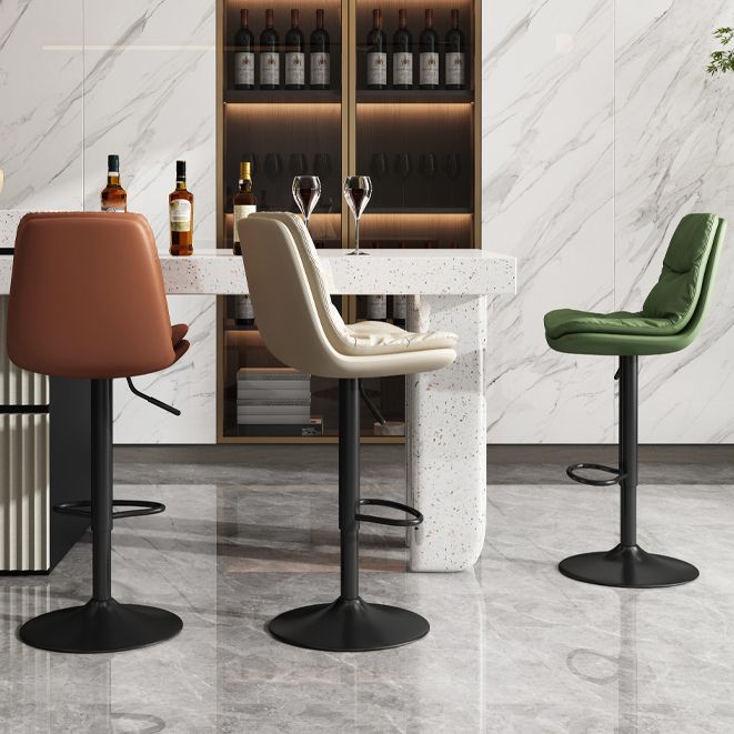 Modern Leather Adjustable Height Barstool Indoor Bar Stool with Iron Legs and Low Back Clearhalo 'Bar Furniture' 'Bar Stools' 'bar_stools' 'furn' 'furn_bar_stools' 'furniture_bar_stools' 'Kitchen & Dining Furniture' 'kitchen&dining_furn' 'kitchen' 'kitchen_furn' Furniture' 1200x1200_735d153b-e4e0-4f48-9e2d-9dad836d07f9
