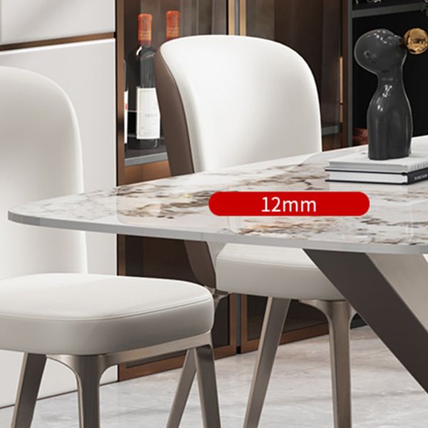 Metal Traditional Luxury Rectangle Dining Table Sintered Stone Table with Pedestal Clearhalo ' dining_table' 'Dining Tables & Seating' 'Dining Tables' 'furn' 'furn_dining_table' 'Furniture' 'furniture_dining_table' 'Kitchen & Dining Furniture' 'kitchen&dining_furn' 'kitchen' 'kitchen_dining_table' 1200x1200_735d29e9-104b-4f09-b72d-fb0ee8265233