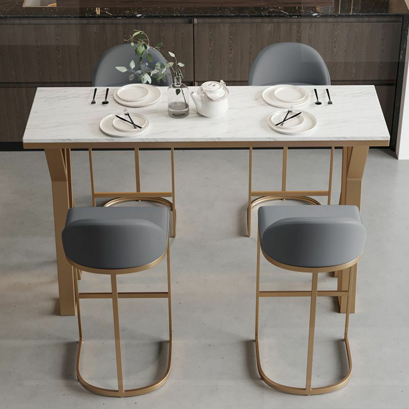 1/5 pièces Glam Glam Bar Table Set Rectangle Bistro Set avec un faux marbre blanc