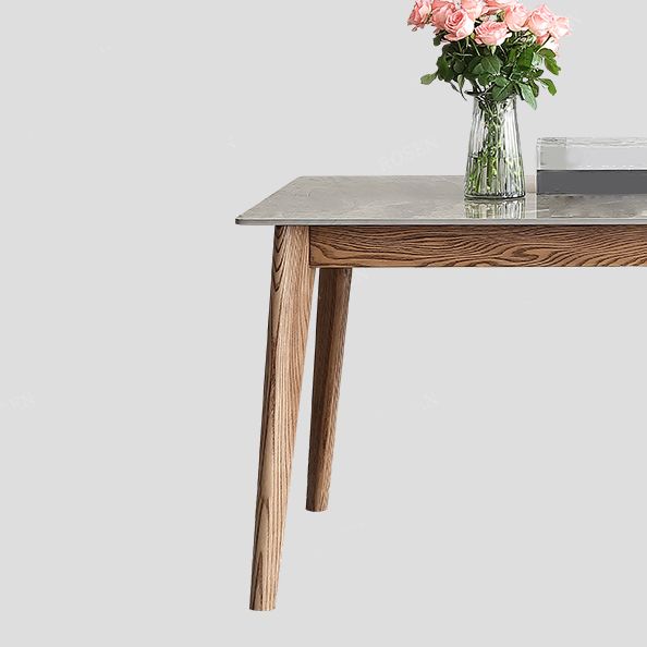 Sintered Stone Top Rectangle Table in Grey Kitchen Table with Wooden Base and 4 Legs Clearhalo ' dining_table' 'Dining Tables & Seating' 'Dining Tables' 'furn' 'furn_dining_table' 'Furniture' 'furniture_dining_table' 'Kitchen & Dining Furniture' 'kitchen&dining_furn' 'kitchen' 'kitchen_dining_table' 1200x1200_735e2749-de91-4602-93ee-8e44b69fcacc