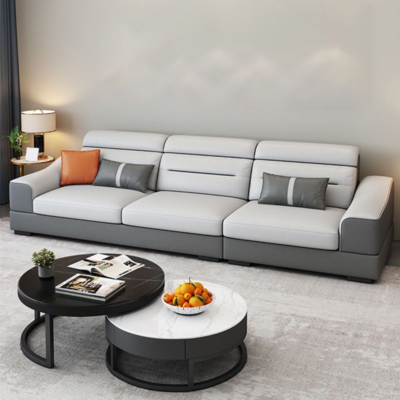 Contemporary Faux Feather Sofa & Chaise with Pillows for Living Room Clearhalo 'furn' 'furn_sectionals' 'Furniture' 'furniture_sectionals' 'Living Room Furniture' 'Sectionals' 1200x1200_7360244b-f3ec-45a8-a98f-e6d63ce77471