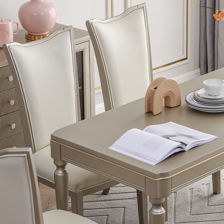 Rectangle Vintage Dining Table Champagne Tone Fixed Table for Home Use Clearhalo ' dining_table' 'Dining Tables & Seating' 'Dining Tables' 'furn' 'furn_dining_table' 'Furniture' 'furniture_dining_table' 'Kitchen & Dining Furniture' 'kitchen&dining_furn' 'kitchen' 'kitchen_dining_table' 1200x1200_736025e3-1104-421f-98b0-f40e81d2ce81