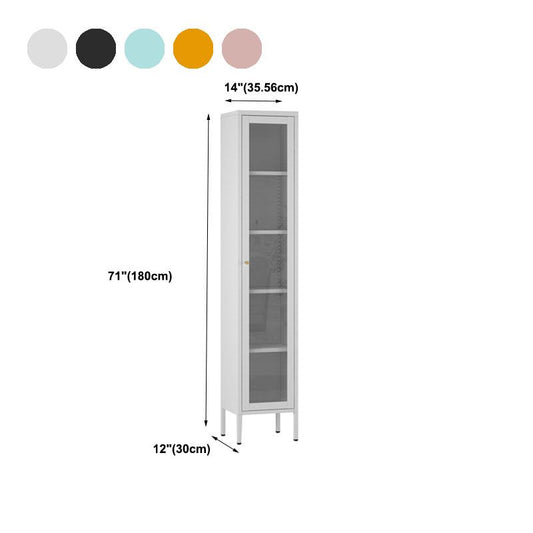 Modern Style Bookcase Metal Closed Back Bookshelf with Door for Home Office