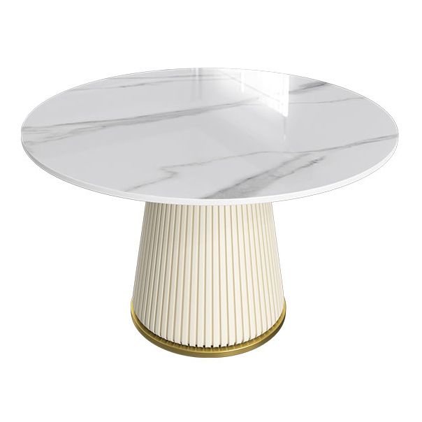 Round Pedestal Luxury Dining Table White Fixed Table with Sintered Stone Clearhalo ' dining_table' 'Dining Tables & Seating' 'Dining Tables' 'furn' 'furn_dining_table' 'Furniture' 'furniture_dining_table' 'Kitchen & Dining Furniture' 'kitchen&dining_furn' 'kitchen' 'kitchen_dining_table' 1200x1200_736157a6-7b92-4a5d-9ef3-2bbaee96273c