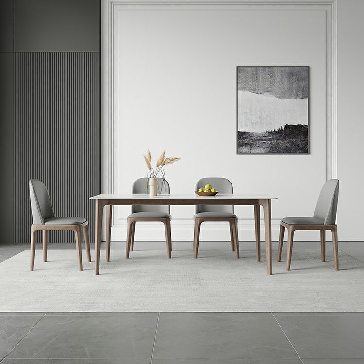 Mid-Century Rectangle Dining Table Stone Dining Table with Solid Wood Legs Clearhalo 'Dining Tables & Seating' 'Dining Tables' 'dining_table' 'furn' 'furn_dining_table' 'Furniture' 'Kitchen & Dining Furniture' 1200x1200_73628afe-302e-461d-815a-6712633e1e21