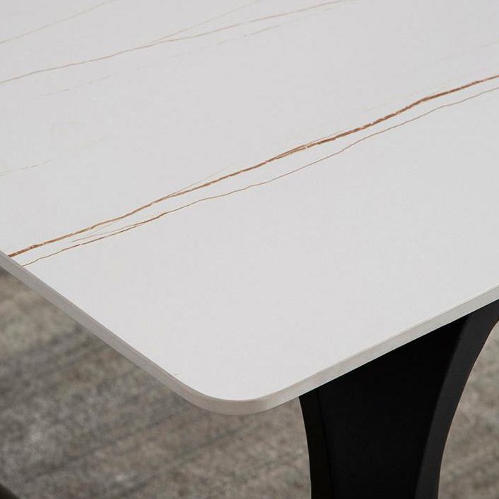 Modern Rectangle Dining Table Stone Top Table with Stainless Steel 4 Legs Clearhalo 'Dining Tables & Seating' 'Dining Tables' 'dining_table' 'furn' 'furn_dining_table' 'Furniture' 'furniture_dining_table' 'Kitchen & Dining Furniture' 1200x1200_7364396c-eff4-48ec-ab16-328e8d1e9a98