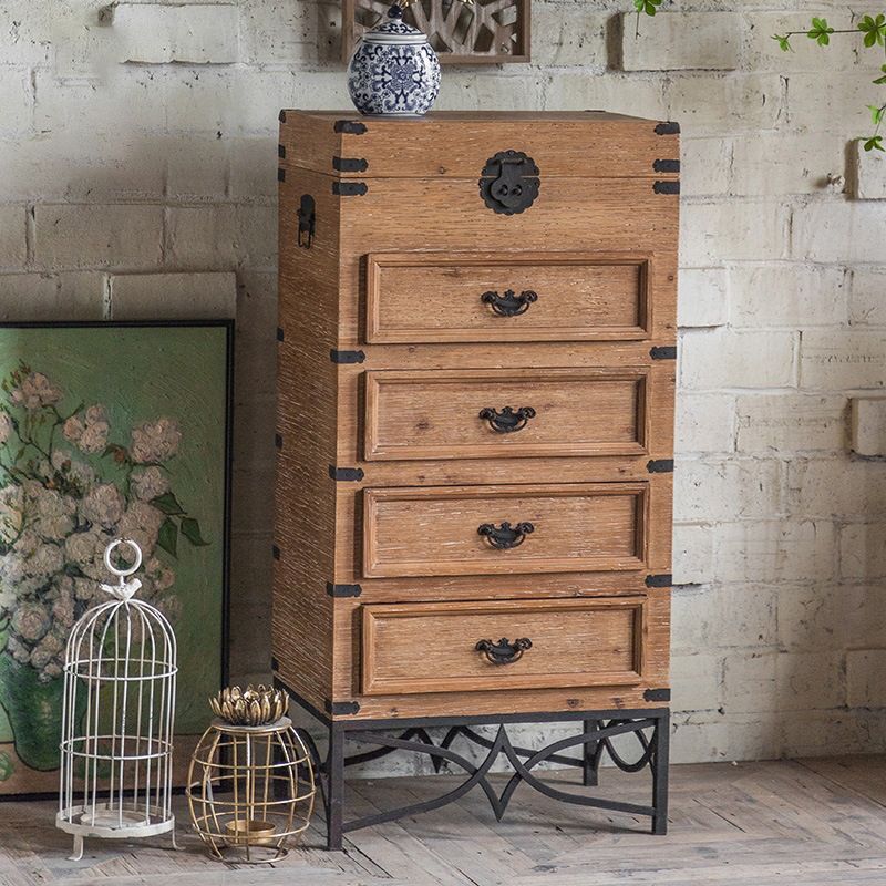 Brown Accent Cabinet Wood and Metal Chest with Storage Drawers Clearhalo 'Cabinets & Chests' 'cabinets_chests' 'furn' 'furn_cabinets_chests' 'Furniture' 'Living Room Furniture' 1200x1200_73669135-bfa9-4ca6-a89a-c5279edbafd9