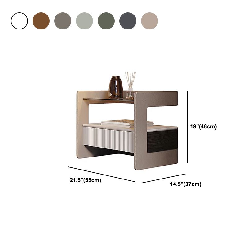 Zeitgenössischer 1 - Schubladenglas/Stein Nachttisch 18,9 "großer Nachtstand