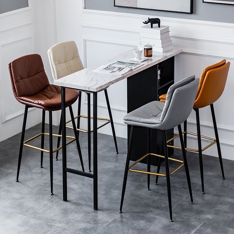 Scandinavian Leather Metal Counter Stools Black Low Back Bar Stools with Footrest Clearhalo 'Bar Furniture' 'Bar Stools' 'bar_stools' 'furn' 'furn_bar_stools' 'Furniture' 'furniture_bar_stools' 'Kitchen & Dining Furniture' 1200x1200_736936da-36a9-4dca-8a74-d23eb1143cdf