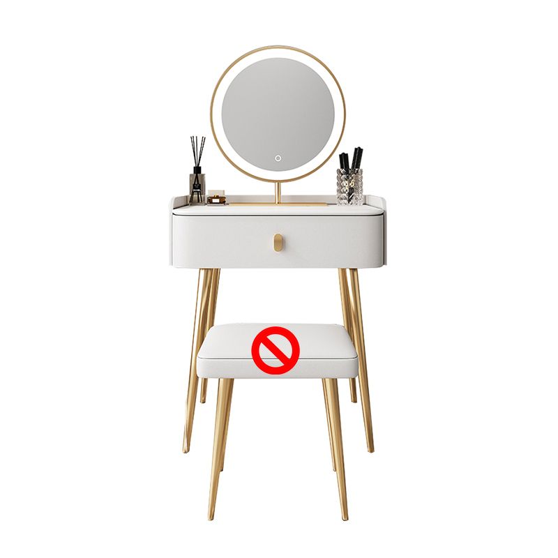 Vanity bianco con tavolo da trucco e sgabelli, cassetti 1/2 cassetti - 31,89 "H