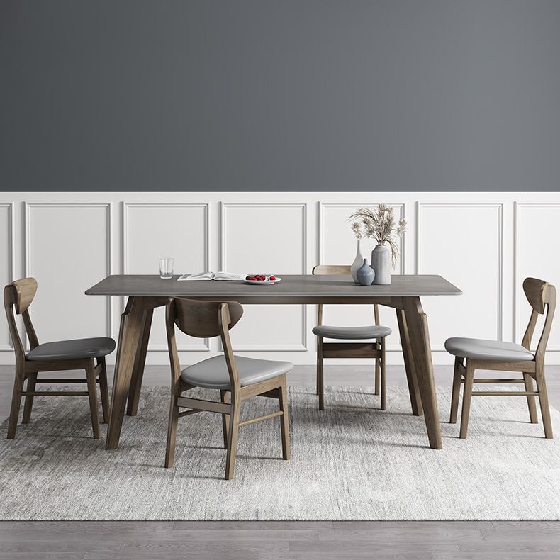Rectangle Sintered Stone Grey Tone Dining Table Vintage 4 Legs Table for Dining Room Clearhalo ' dining_table' 'Dining Tables & Seating' 'Dining Tables' 'furn' 'furn_dining_table' 'Furniture' 'furniture_dining_table' 'Kitchen & Dining Furniture' 'kitchen&dining_furn' 'kitchen' 'kitchen_dining_table' 1200x1200_736f30c2-e445-4c0e-b34a-8ca4a9aa3249