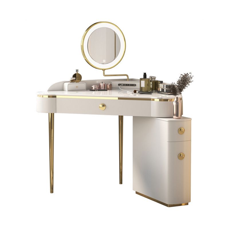Glam Style Rock Slab Vanity with 3 Drawers White/pink Metal Base Clearhalo 'Bedroom Furniture' 'furn' 'furn_makeup_vanities' 'Furniture' 'Makeup Vanities' 'makeup_vanities' 1200x1200_736fe756-2510-432d-8d7c-97a809dc1d56
