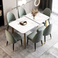 Rectangle Traditional Luxury Dining Table White Sintered Stone Table with 4 Gold Legs Clearhalo ' dining_table' 'Dining Tables & Seating' 'Dining Tables' 'furn' 'furn_dining_table' 'Furniture' 'furniture_dining_table' 'Kitchen & Dining Furniture' 'kitchen&dining_furn' 'kitchen' 'kitchen_dining_table' 1200x1200_73705648-a9dd-46b2-b0c1-6750b67d8611
