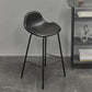 Modern Faux Leather Counter Stool Low Back Barstool with Metal Legs