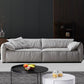 Contemporary Living Room Faux Leather Pillow Top Arm Cushions Settee