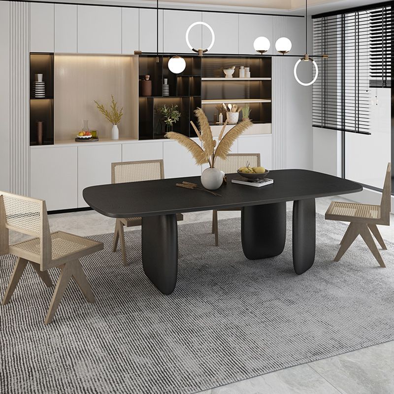 Modern 1/2/4/5 Pieces Rectangle Dining Set Solid Wood Black Dining Table with Chairs Clearhalo 'Dining Room Sets' 'Dining Tables & Seating' 'dining_room_set' 'furn' 'furn_dining_room_set' 'Furniture' 'furniture_dining_room_set' 'Kitchen & Dining Furniture' 'kitchen&dining_furn' 'kitchen' 1200x1200_737475c4-86ba-488a-949f-b72087f1d921