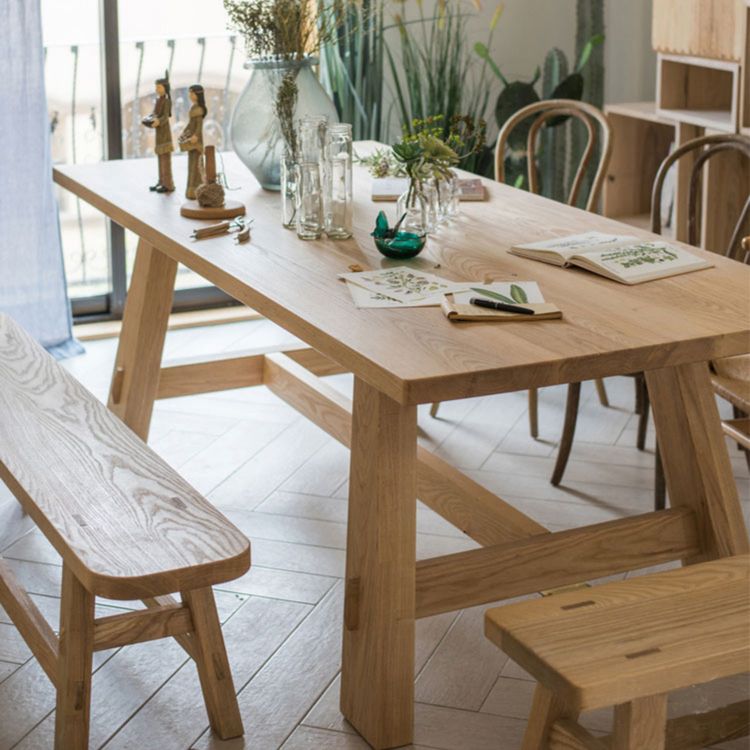 Natural Solid Wood Dining Room Table Contemporary Dinner Room Kitchen Table