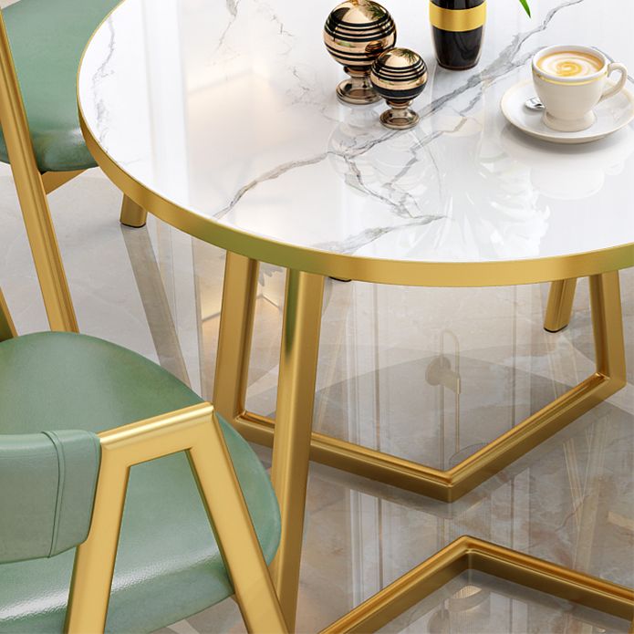 Glam Wood Top Dining Table Round Tabletop with Iron Double Pedestal Base Clearhalo 'Dining Tables & Seating' 'Dining Tables' 'dining_table' 'furn' 'furn_dining_table' 'Furniture' 'Kitchen & Dining Furniture' 1200x1200_73775457-42bf-4f84-b2ee-6a5522683fbd