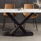 Contemporary Stone Dining Table Rectangle Dining Table with Pedestal Base in Black Clearhalo 'Dining Tables & Seating' 'Dining Tables' 'dining_table' 'furn' 'furn_dining_table' 'Furniture' 'furniture_dining_table' 'Kitchen & Dining Furniture' 'kitchen' 'kitchen_dining_table' 1200x1200_73784cf7-2435-483c-a0ee-da4aea64bc75