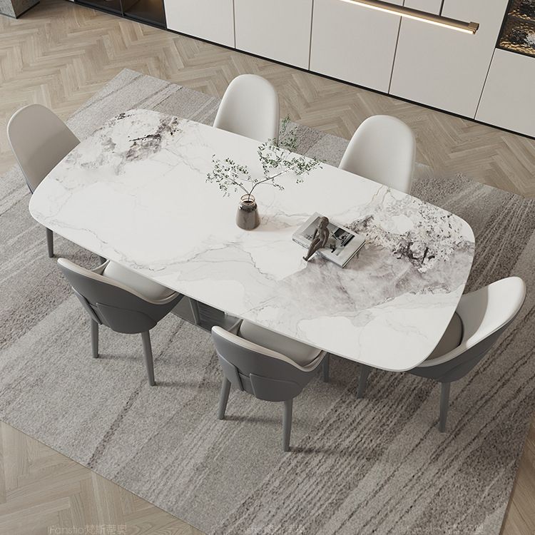 Designer Style Sintered Stone Dining Set Rectangle 1/3/4/5/7 Pieces Dining Room Table Set Clearhalo 'Dining Room Sets' 'Dining Tables & Seating' 'dining_room_set' 'furn' 'furn_dining_room_set' 'Furniture' 'furniture_dining_room_set' 'Kitchen & Dining Furniture' 1200x1200_7379c79a-3368-4e86-90ea-7c34ccc6bff8