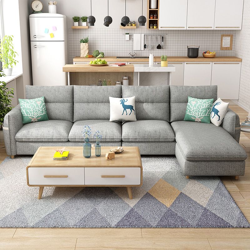 Modern 35.43 "di divano e chaise del braccio quadrato H con deposito per soggiorno