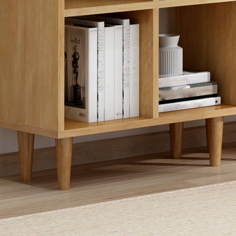 Modern Style Open Back Bookshelf Solid Wood Bookcase with Shelves