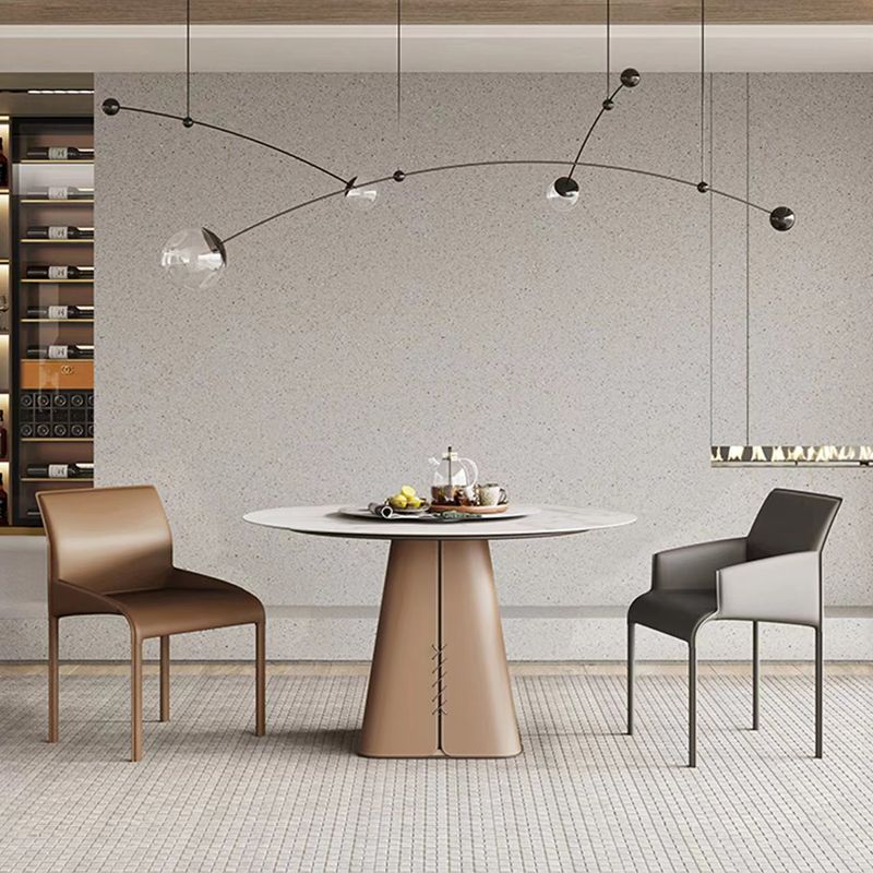 Matte Finish Solid Back Chair Faux Leather Modern Dining Chair