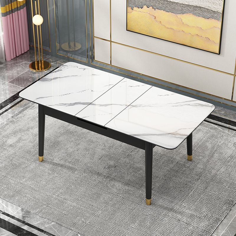 Rectangle 4 Legs Home Furniture Stone Dining Room Collection with Drop Leaf Clearhalo ' dining_table' 'Dining Tables & Seating' 'Dining Tables' 'furn' 'furn_dining_table' 'Furniture' 'furniture_dining_table' 'Kitchen & Dining Furniture' 'kitchen&dining_furn' 'kitchen' 'kitchen_dining_table' 1200x1200_737dc38c-9177-4fb8-bad7-4a566e151ebb
