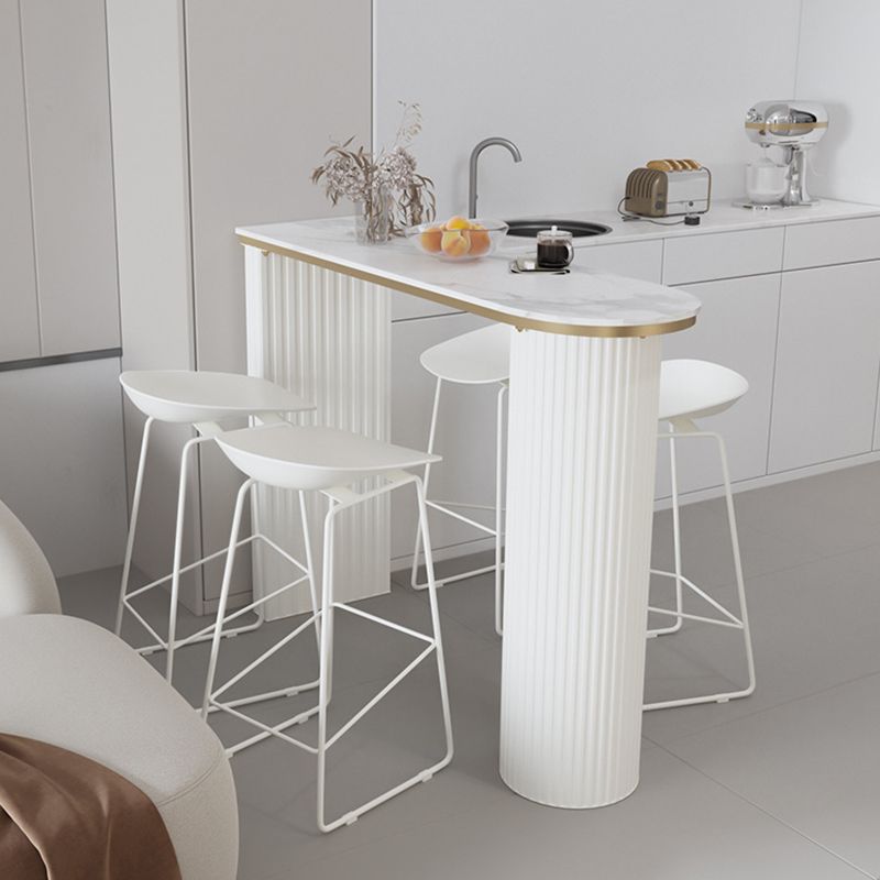 Faux Marble Bistro Bar Table Double Pedestal Bar Table for Living Room Clearhalo 'Bar Furniture' 'Bar Tables' 'bar_tables' 'furn' 'furn_bar_tables' 'Furniture' 'Kitchen & Dining Furniture' 1200x1200_737ff820-2fc6-4f11-8bf2-7c9cf733a07f