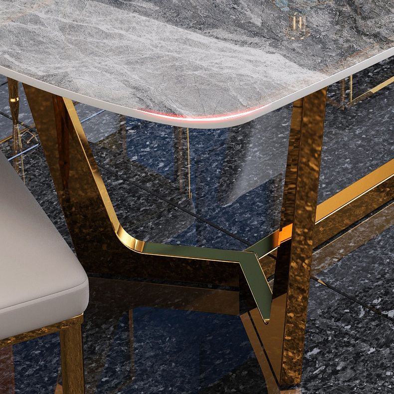 Glam Style Dining Sintered Stone Table Dining Rectangle Table for Kitchen Clearhalo 'Dining Tables & Seating' 'Dining Tables' 'dining_table' 'furn' 'furn_dining_table' 'Furniture' 'Kitchen & Dining Furniture' 1200x1200_73803efa-6767-48de-83bf-eb7d736bcd35