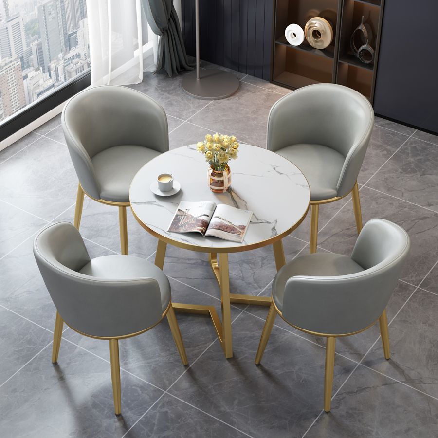 5 Piece Round Shape Wood Top Dining Room Chair and Table Set Clearhalo 'Dining Room Sets' 'Dining Tables & Seating' 'dining_room_set' 'furn' 'furn_dining_room_set' 'Furniture' 'Kitchen & Dining Furniture' 1200x1200_7381ca57-afa6-4a17-bc91-cfcfa57be3ed