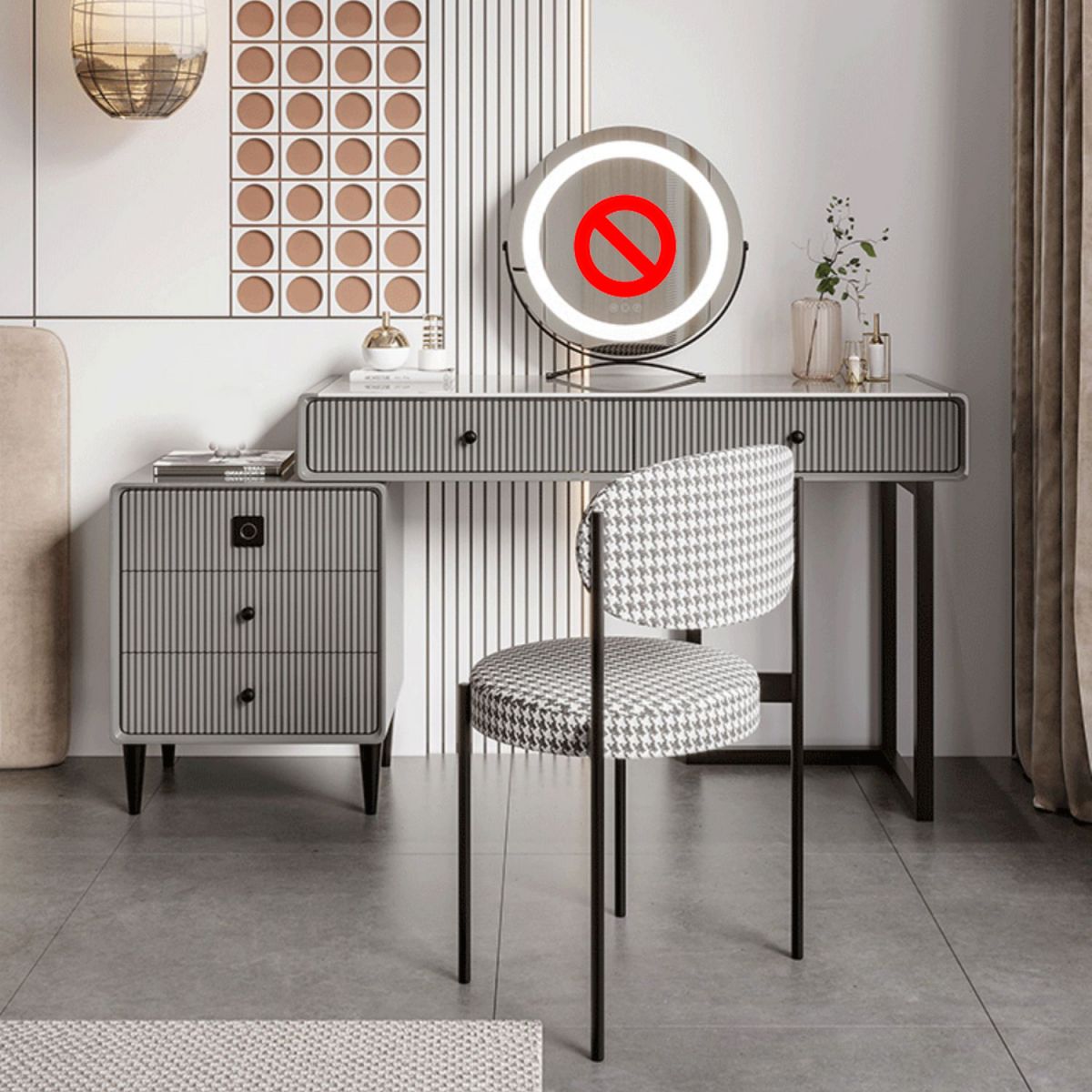 5 Holzschubladen Make -up -Tisch Schreibtisch Eitelkeit Stein Top Eitelkeitstisch