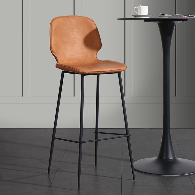 Leather Footrest Counter Stool Contemporary Buckets Low Back Bar Stool with Cushion Clearhalo 'Bar Furniture' 'Bar Stools' 'bar_stools' 'furn' 'furn_bar_stools' 'furniture_bar_stools' 'Kitchen & Dining Furniture' 'kitchen&dining_furn' 'kitchen' 'kitchen_furn' Furniture' 1200x1200_73831402-cd22-4a61-b333-39ed33d8e1a8