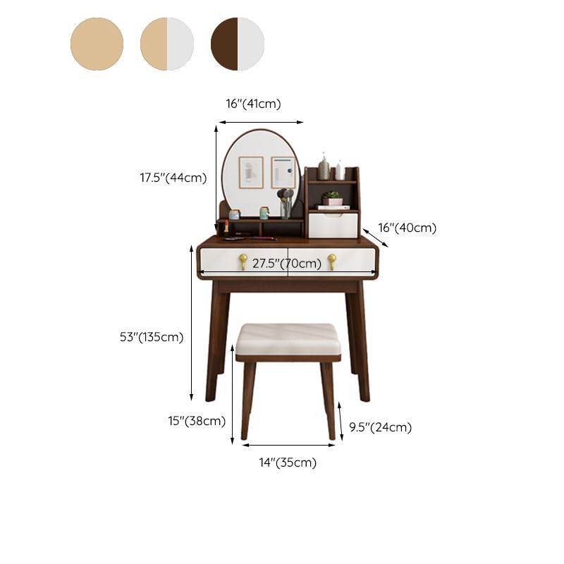 Scandinavian Solid Wood Makeup Counter with 3 Drawer and Mirror Clearhalo 'Bedroom Furniture' 'furn' 'furn_makeup_vanities' 'Furniture' 'Makeup Vanities' 'makeup_vanities' 1200x1200_7383bee4-7b49-47f9-ae70-65672f10686f
