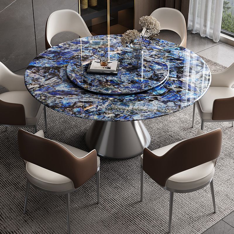 Metal Pedestal Dining Table Round Stone Top Dining Table for Dining Room Clearhalo 'Dining Tables & Seating' 'Dining Tables' 'dining_table' 'furn' 'furn_dining_table' 'Furniture' 'Kitchen & Dining Furniture' 1200x1200_73845038-df6b-42f7-9620-65b769e450e7