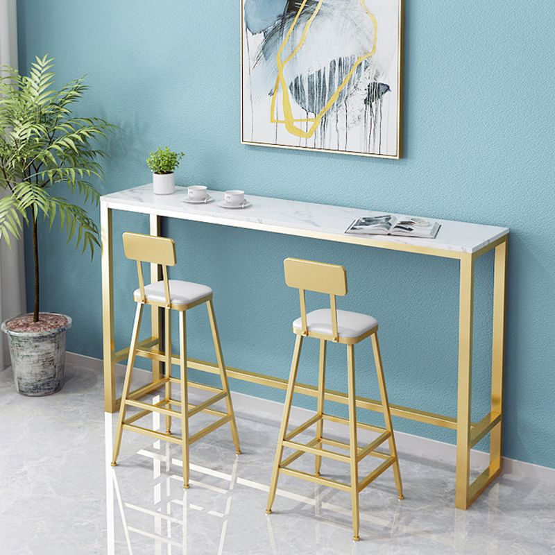 Glam Style 1/2/3 Pieces Bar Table Set Rectangle Bar Table with Metal High Stools for Home Clearhalo 'Bar Furniture' 'furn' 'furn_home_bar_bar_sets' 'Furniture' 'Home Bars & Bar Sets' 'home_bar_bar_sets' 'Kitchen & Dining Furniture' 1200x1200_7385abe4-9e33-4403-9b90-4129a76a7089