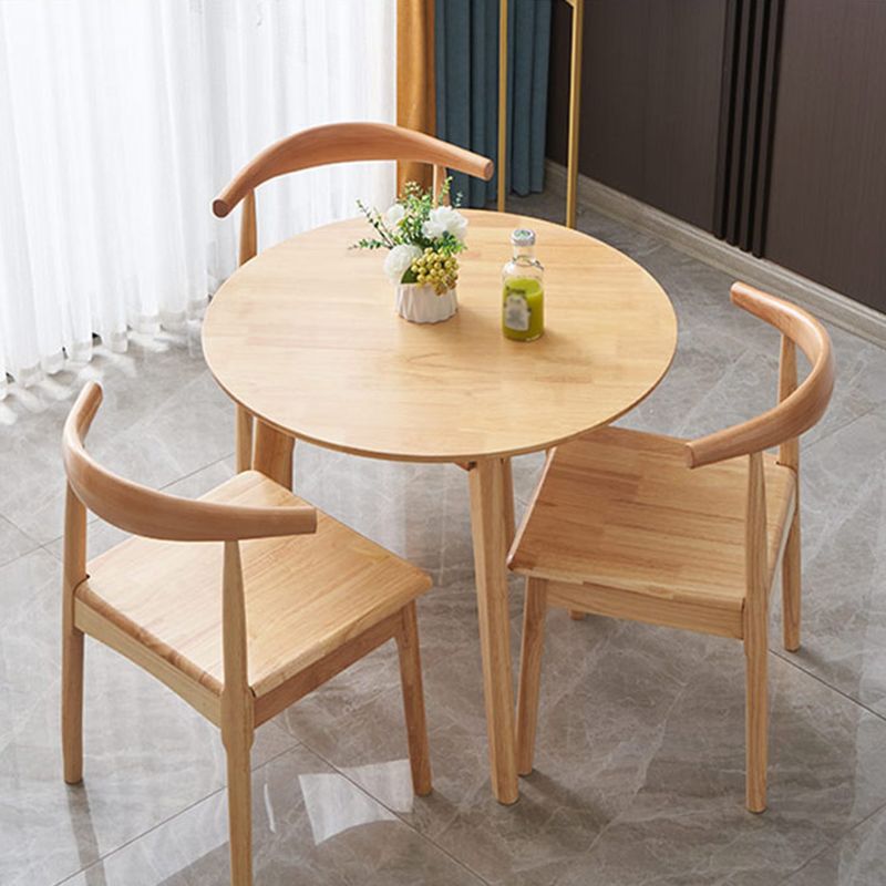 Round 3 Legs Casual Dining Table Wood Color Fixed Table of Rubberwood Solid Wood Clearhalo ' dining_table' 'Dining Tables & Seating' 'Dining Tables' 'furn' 'furn_dining_table' 'Furniture' 'furniture_dining_table' 'Kitchen & Dining Furniture' 'kitchen&dining_furn' 'kitchen' 'kitchen_dining_table' 1200x1200_73867831-9ab1-4766-bdf1-87676a3361fd