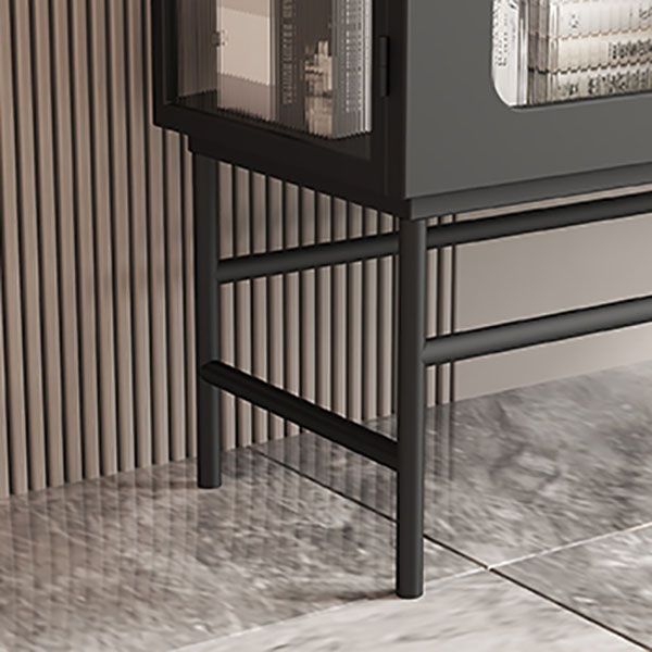 Bouchon moderne avec portes en verre Serveur de restauration intérieure avec cadre métallique