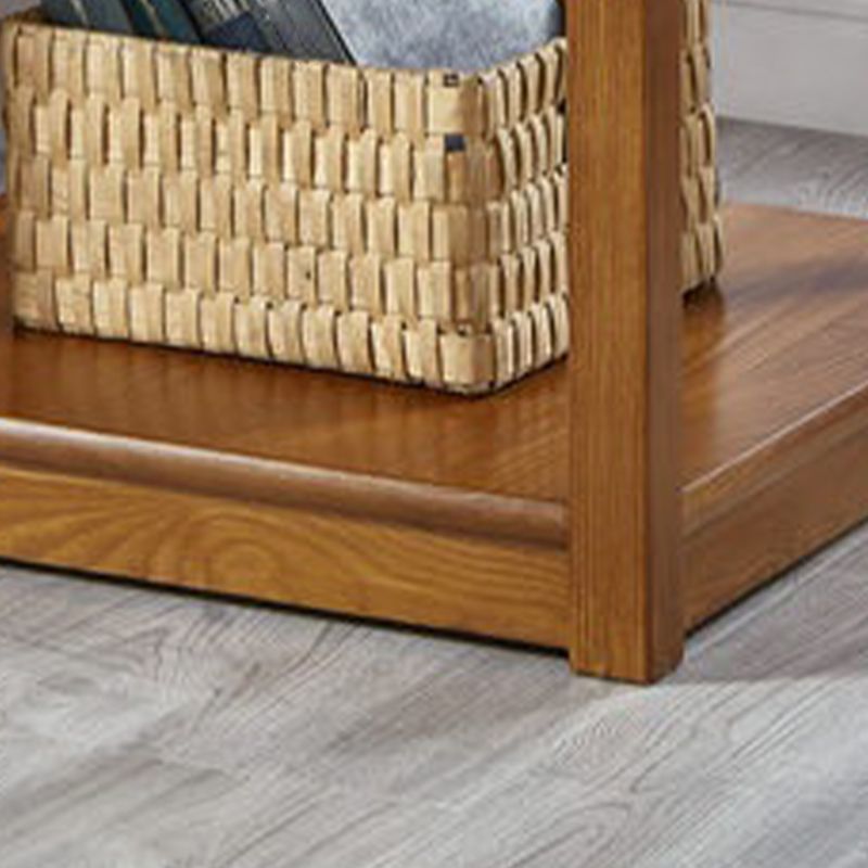 Rubberwood Double Tier End Table, Brown End Table with Storage Clearhalo 'Coffee & Accent Tables' 'End & Side Tables' 'end_side_table' 'end_side_tables' 'furn' 'furn_end_side_tables' 'Furniture' 'furniture_end_side_table' 'Living Room Furniture' 1200x1200_7387844e-9867-4d96-a8f0-4ce1204dc77e