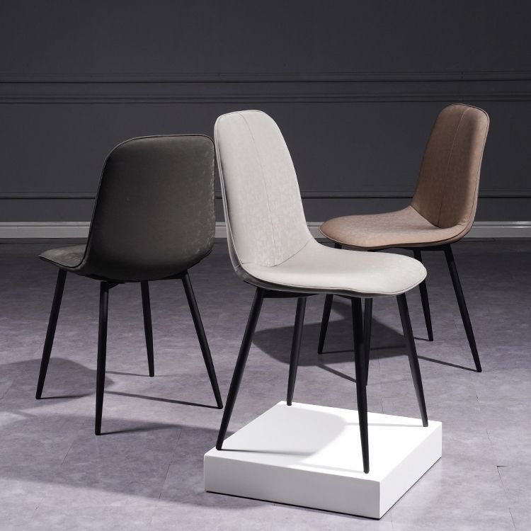 Leather Scandinavian Kitchen Side Chair Matte Finish Solid Back Dining Chair Clearhalo ' kitchen&dining_furn' 'Dining Chairs' 'Dining Tables & Seating' 'dining_chair' 'furn' 'furn_dining_chair' 'Furniture' 'furniture_dining_chair' 'Kitchen & Dining Furniture' 'kitchen' 1200x1200_7387f282-e36f-4ff9-a219-56c3721a72a6