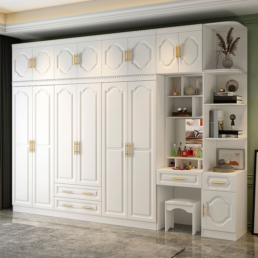 Armario de armario francés Armario de madera diseñado con varilla de ropa de madera maciza