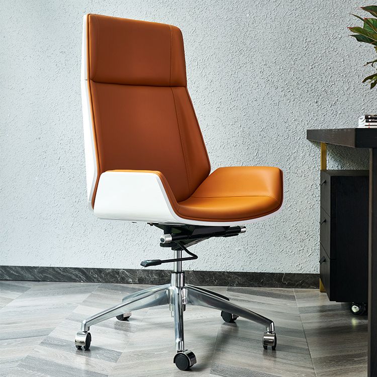 Modern No Arm Desk Chair Leather Task Chair with Wheels for Office Clearhalo 'furn' 'furn_office_chair' 'Furniture' 'Office Chairs' 'Office Furniture' 'office_chair' 1200x1200_738a6410-2bb8-4c3c-9200-1f875322dedc
