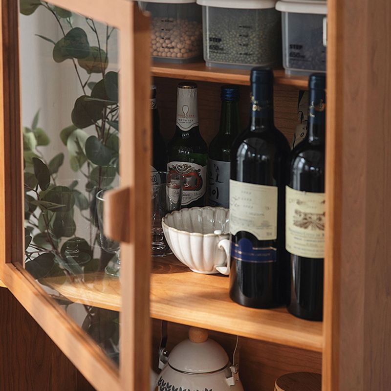 51.2" Tall Solid Wood Storage Cabinet with Glass Paned 2 - Door Rattan Accent Chest Clearhalo 'Cabinets & Chests' 'cabinets_chests' 'furn' 'furn_cabinets_chests' 'Furniture' 'Living Room Furniture' 1200x1200_738c89f5-6b43-48a5-b54d-fa0555bb79cd