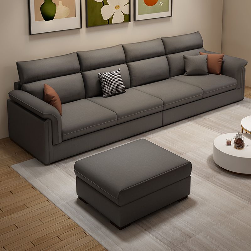 Contemporary Faux Leather Sofa with Ottoman Included in Pine Wood Clearhalo 'furn' 'furn_sofas' 'Furniture' 'Living Room Furniture' 'Sofa' 'sofas' 1200x1200_738d051b-bd27-4373-8c74-3fc8ae89afd5
