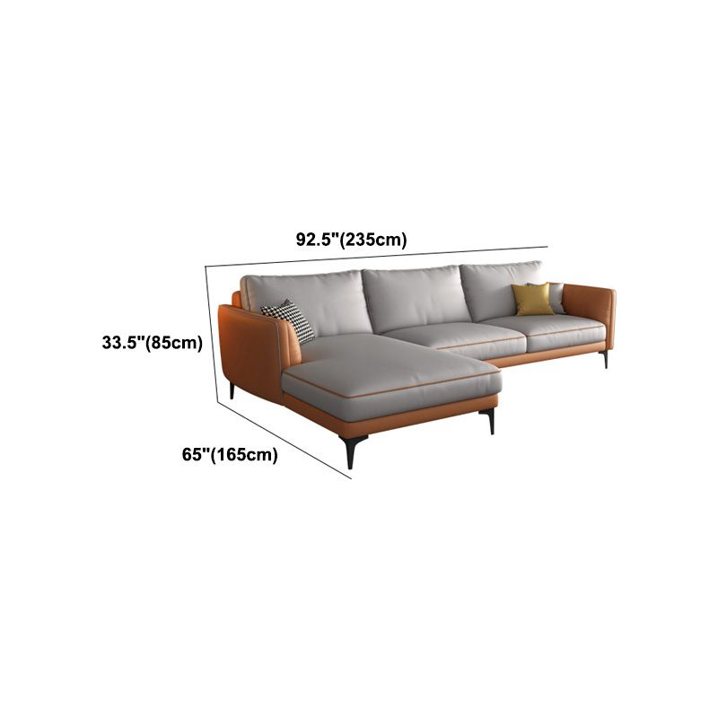 Light-grey Faux Leather Sofa/Sectional Stain-Resistant Square Arm Sofa