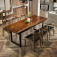 産業1/4/5/7ピース家具ソリッドウッド長方形のダイニングルームセットブラウン