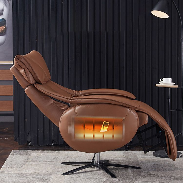 Genuine Leather Recliner Chair Solid Color Swivel Base Standard Recliner